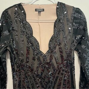 Express Black Long sleeve sequin dress size M